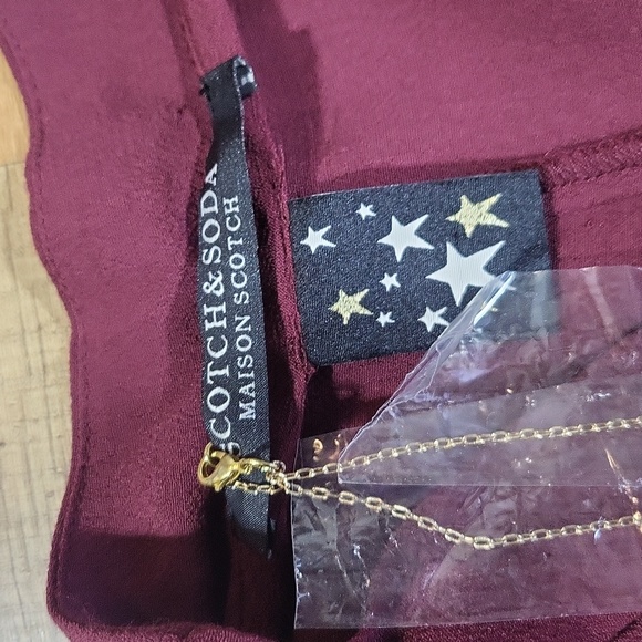 SCOTCH & SODA MAISON SCOTCH Merlot Maison Wrap Midi Dress w/ Necklace - Picture 3 of 16